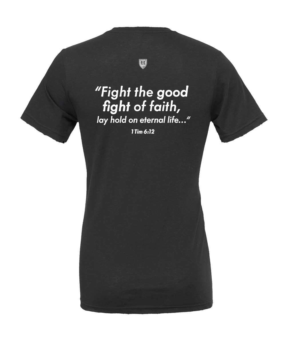 1 Timothy 6:12 Cotton Tee - Dark Gray (White Print)
