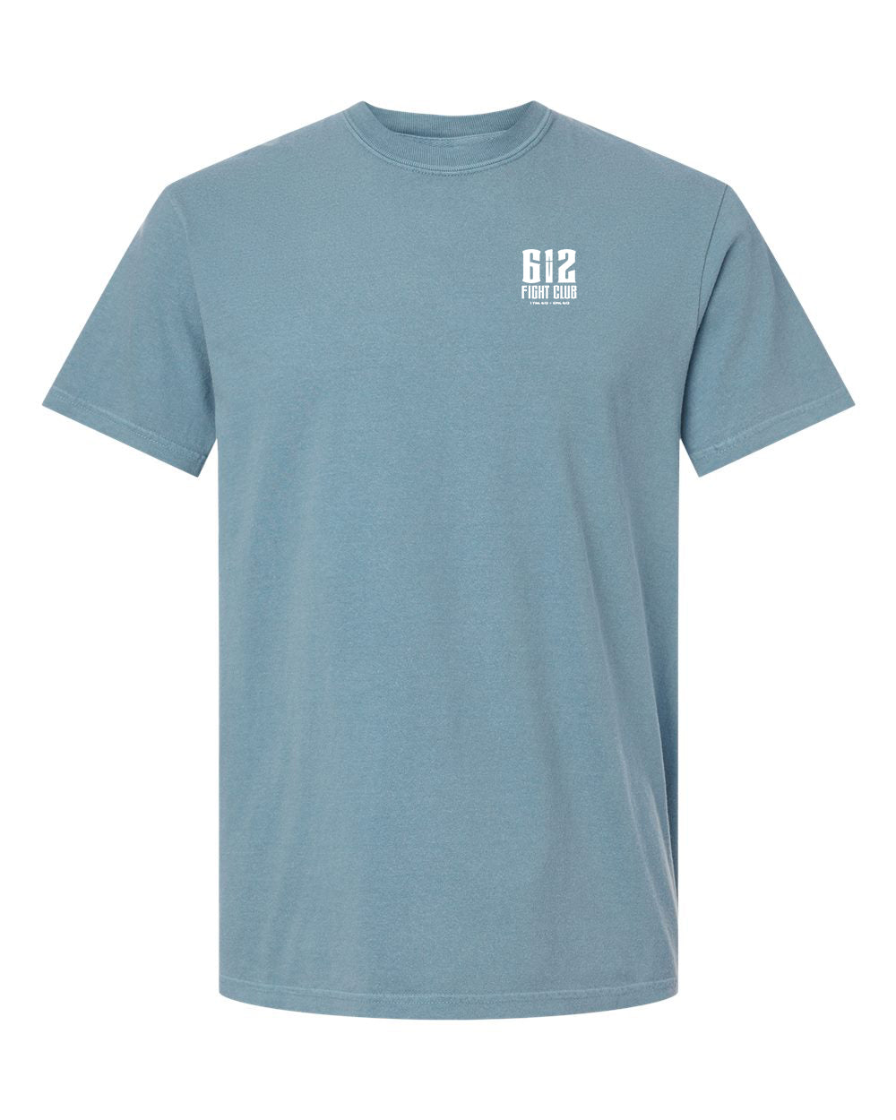1 Timothy 6:12 Cotton Tee - Ice Blue (White Print)