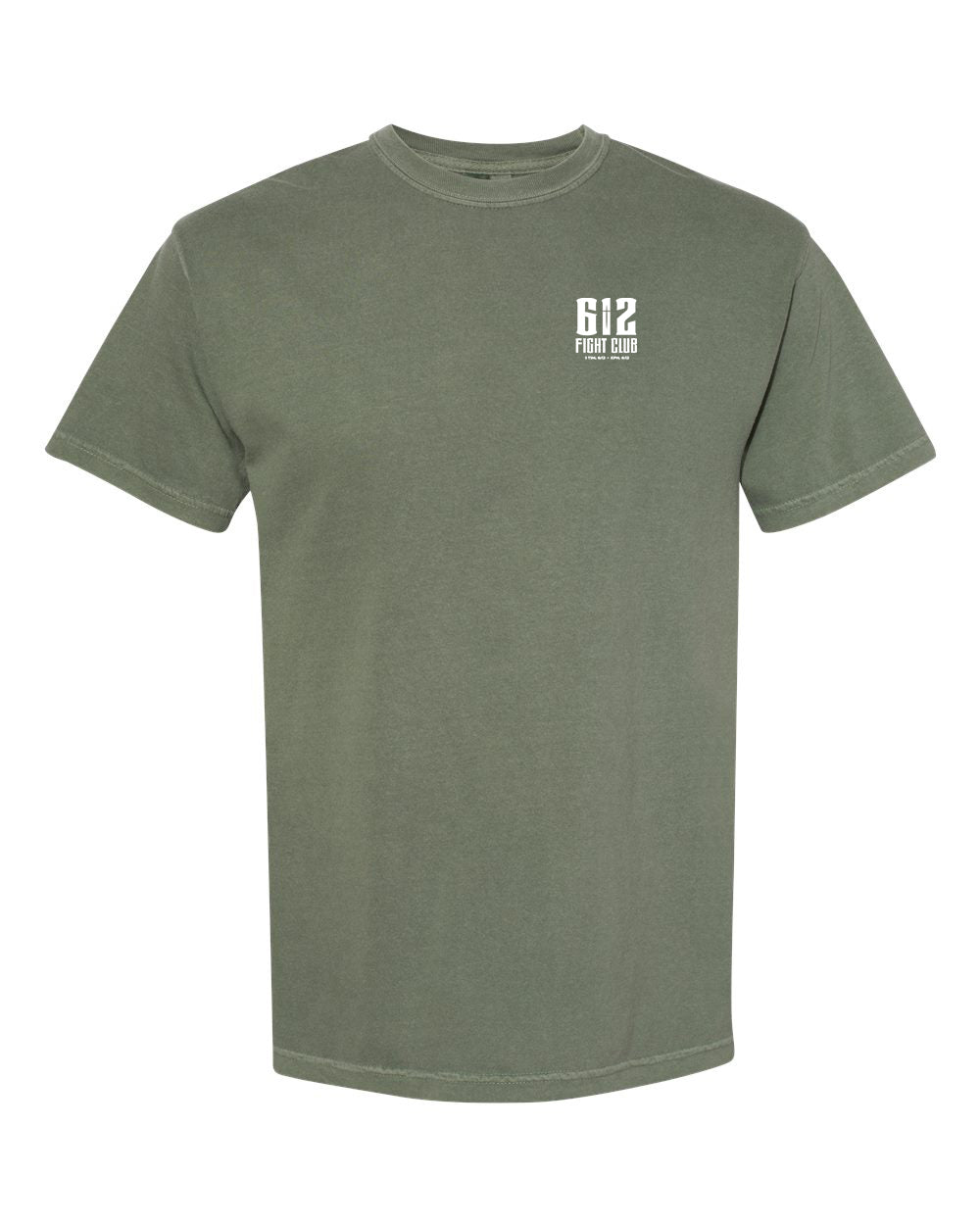 Ephesians 6:12 Classic Cotton Tee - Moss (White Print)