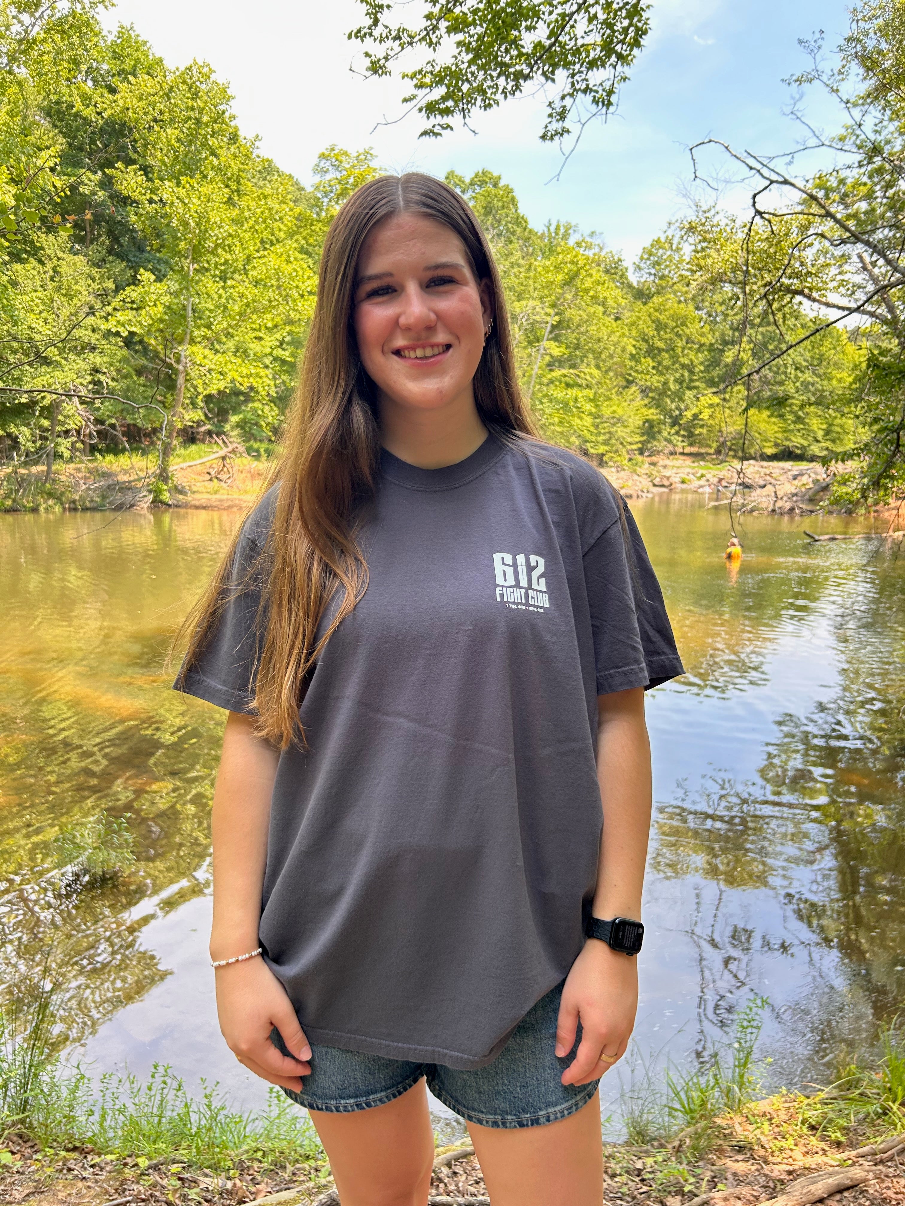 Ephesians 6:12 Cotton Tee - Graphite (White print)