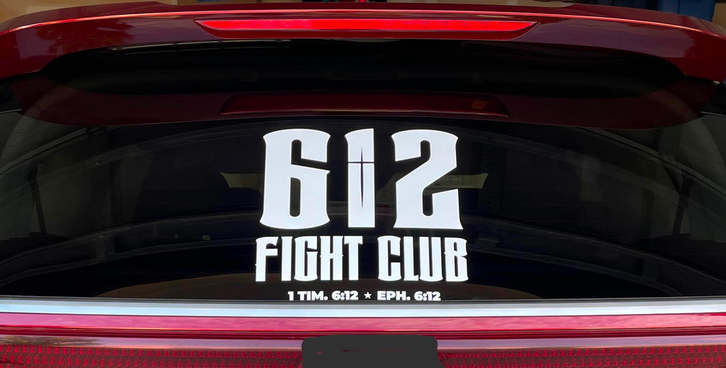 612 Fight Club Transfer Sticker - 12"x12" (White/Clear)