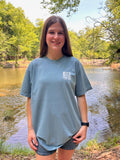 1 Timothy 6:12 Cotton Tee - Ice Blue (White Print)