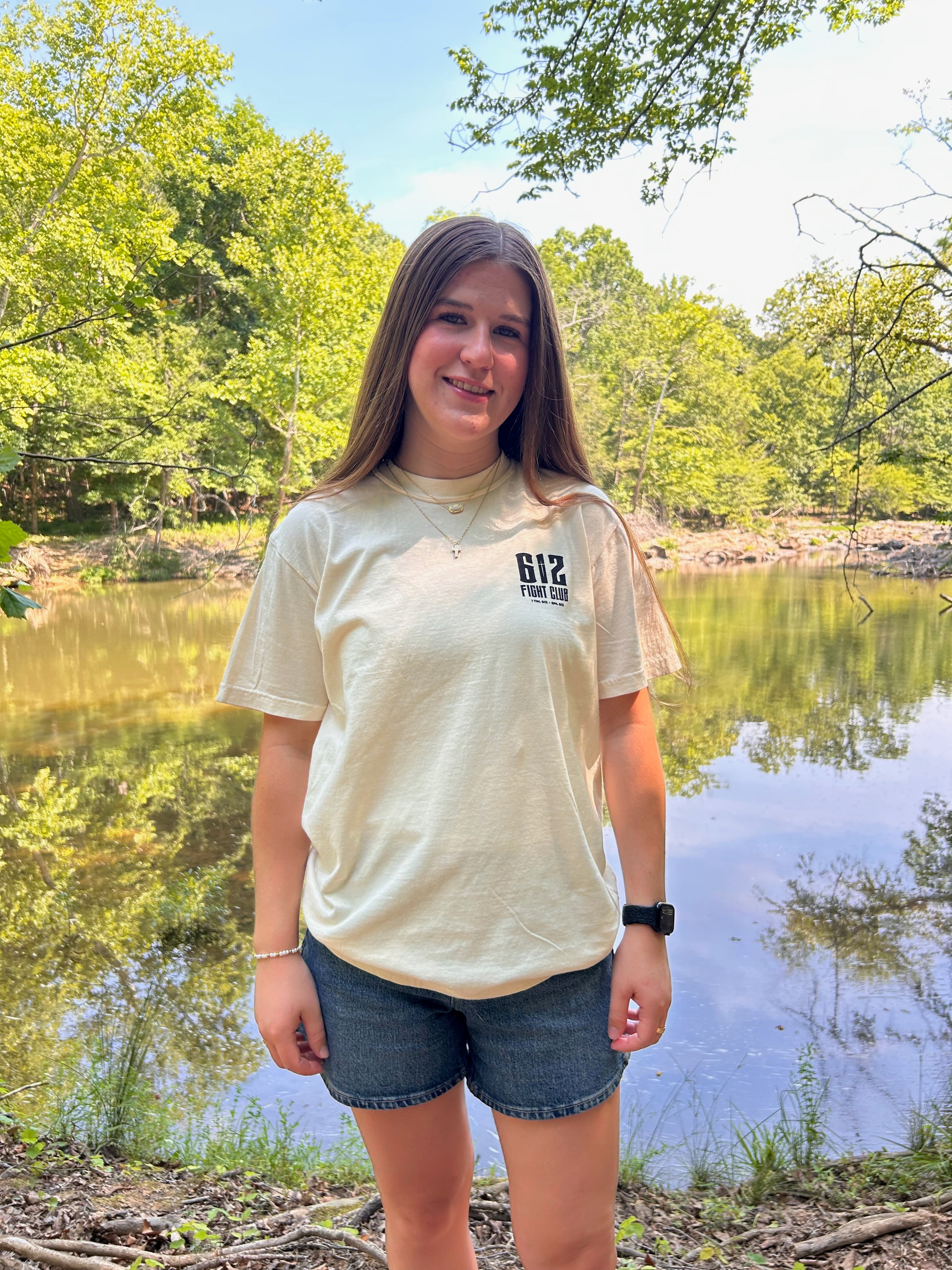 Ephesians 6:12 Cotton Tee - Ivory (Black print)