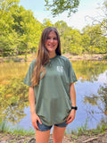 Ephesians 6:12 Classic Cotton Tee - Moss (White Print)
