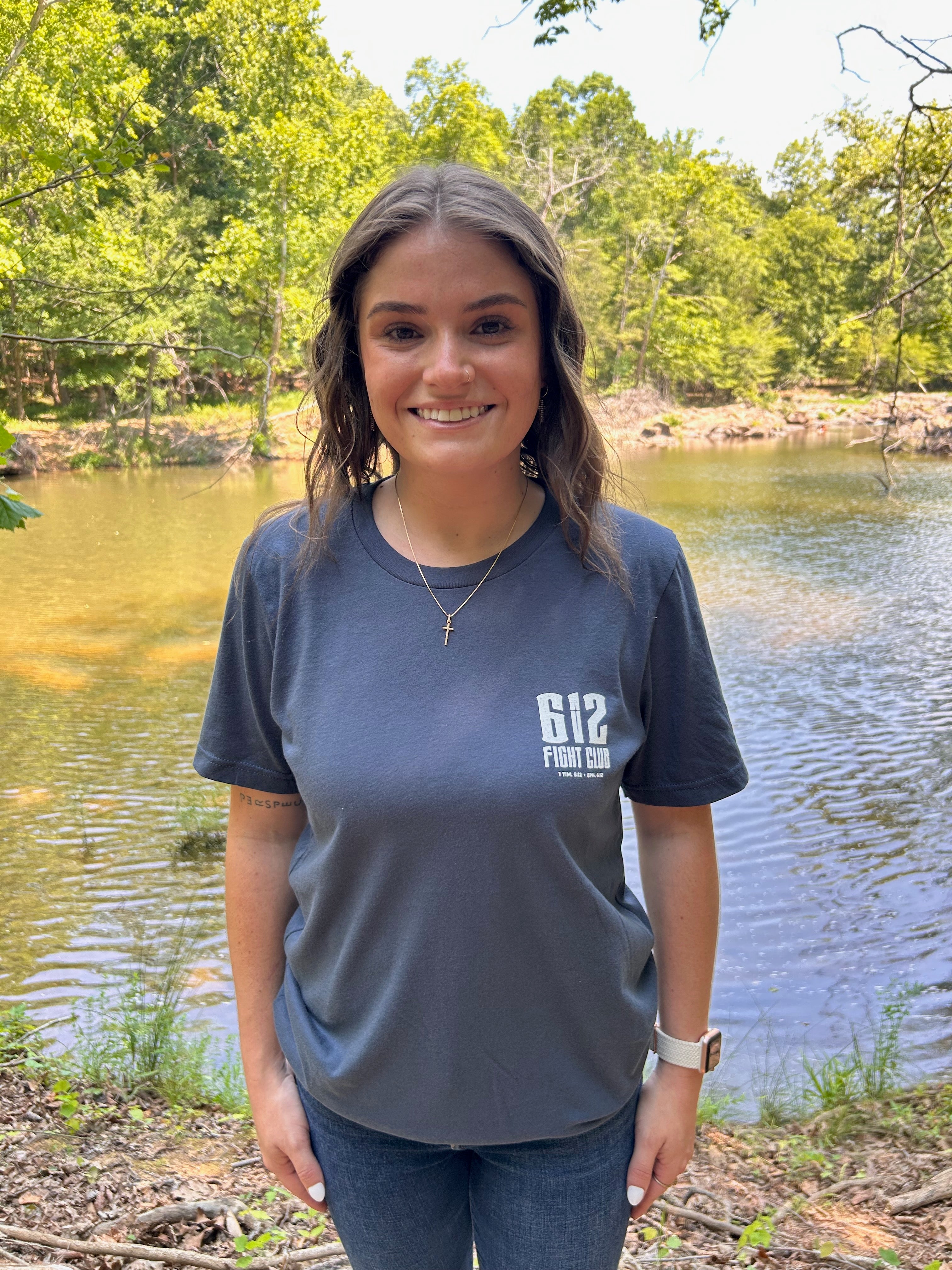 Ephesians 6:12 Cotton Tee - Vintage Navy (White Print)